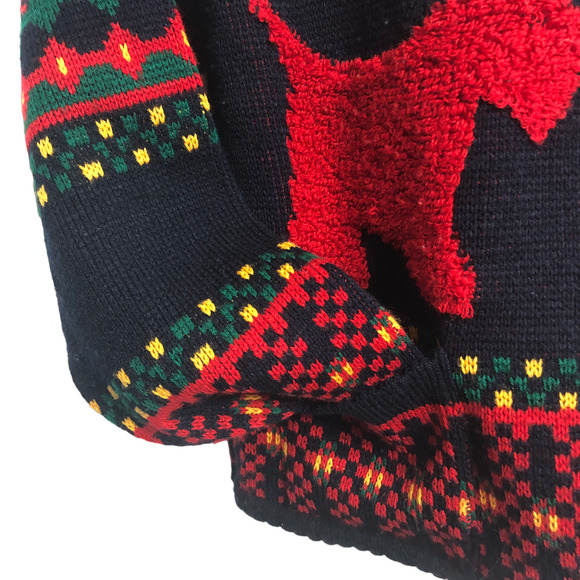 Tally Ho Vintage Scottie Sweater Black Red Boucle Terrier Dog Cardigan - Picture 8 of 9